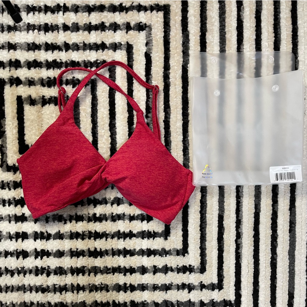 Bombshell Sportswear twist mini bra in raspberry coral size XL